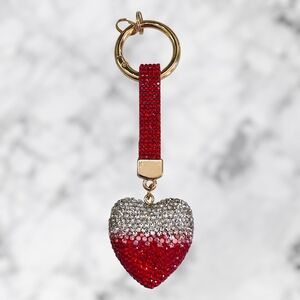Puffy Heart Bag Charm / Keychain - Red